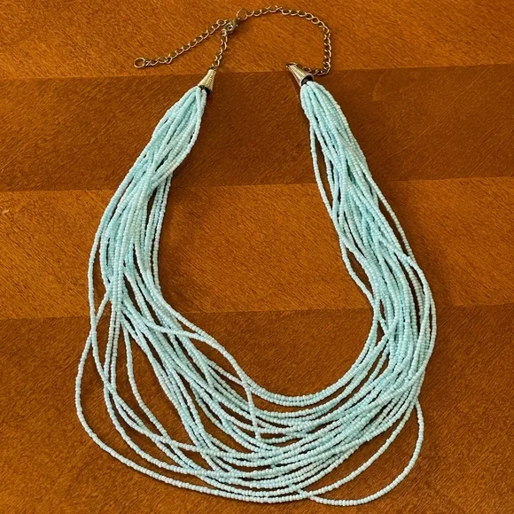 Blue Seed Bead Necklace - Picture 2 of 5